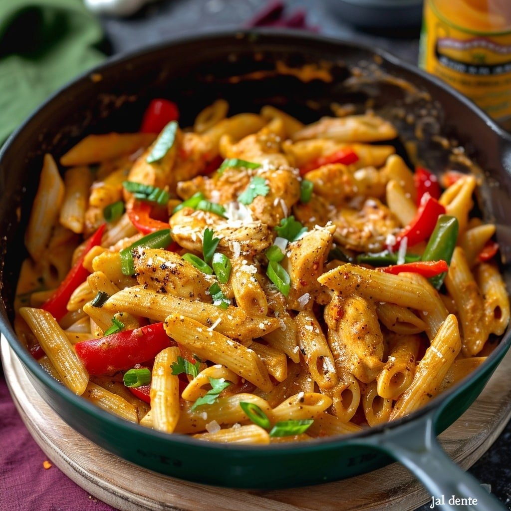 Rasta Pasta with Jerk Chicken and Bell Peppers Recipe - Recipe Image