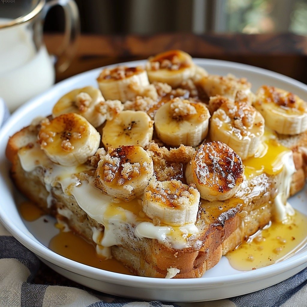 Overnight Baked Banana Toast Casserole with Cinnamon Streusel Recipe - Recipe Image