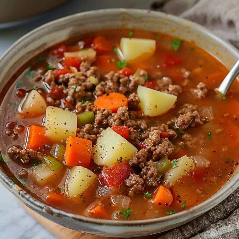 Hearty Hamburger Soup Bowl Recipe
