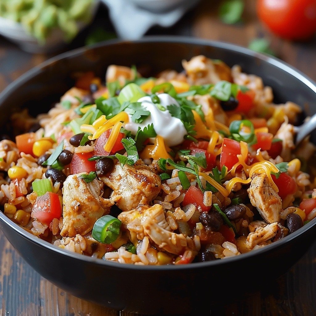 One Pot Chicken Burrito Bowl Recipe - Recipe Image