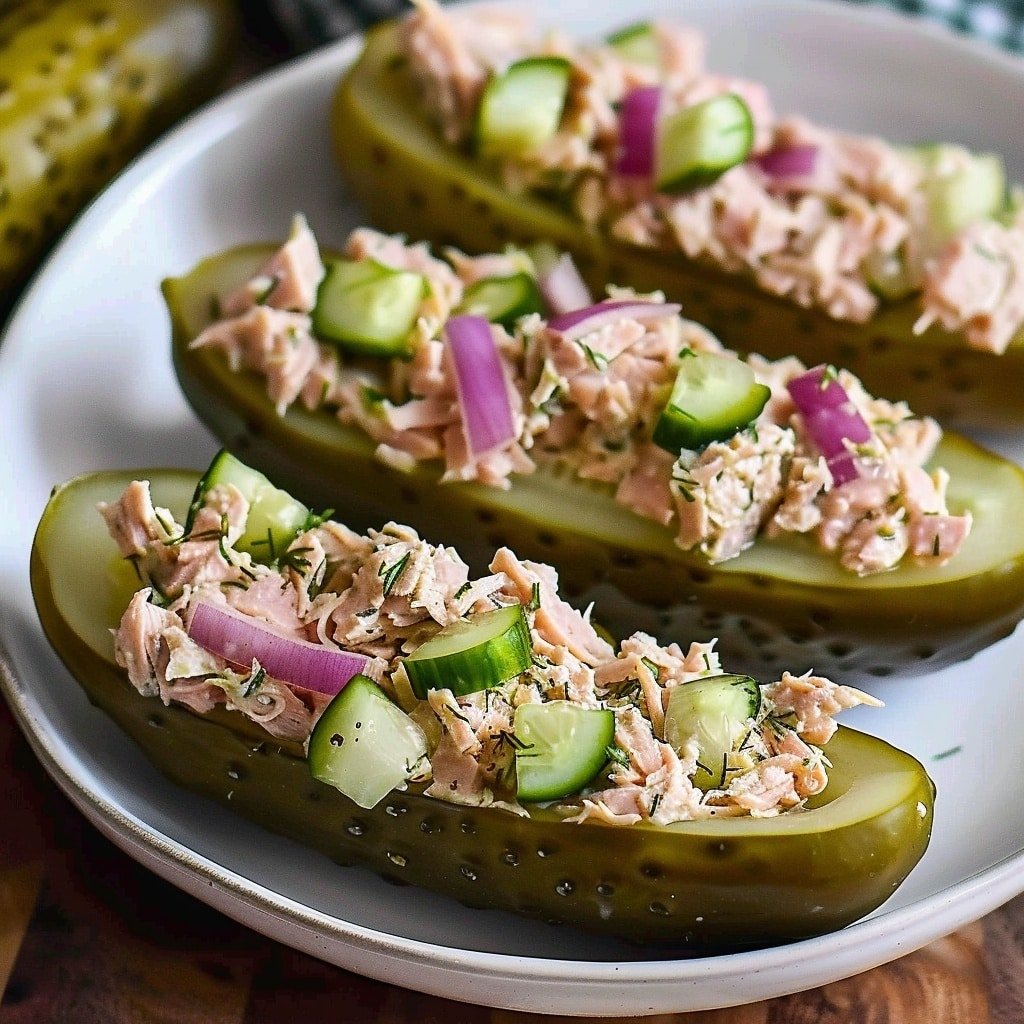 Tuna Pickle Boats Recipe - Recipe Image