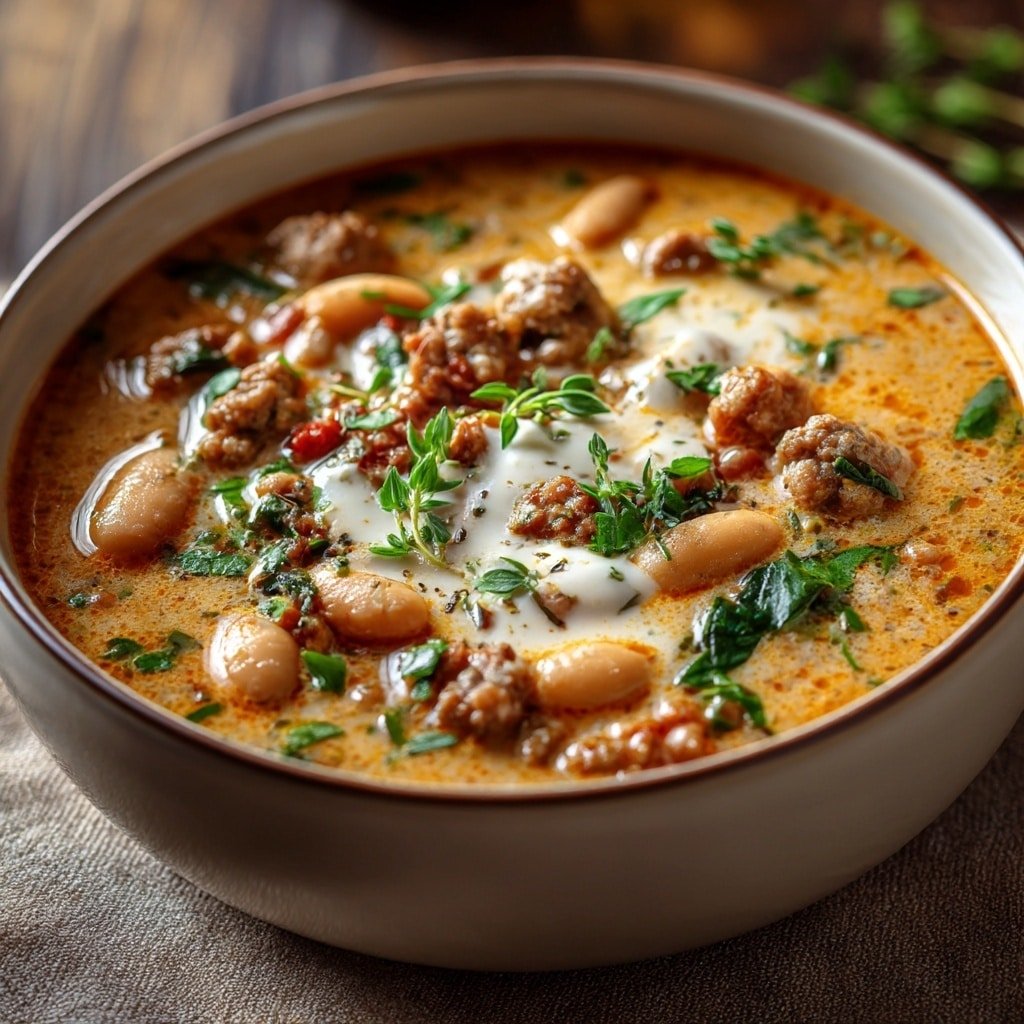 Spicy Italian Sausage Bean Soup Recipe - Recipe Image