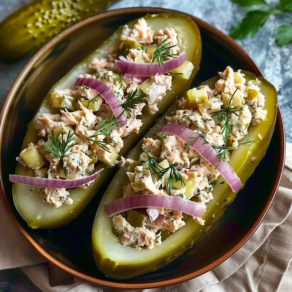 Tuna Pickle Boats Recipe - Recipe Image