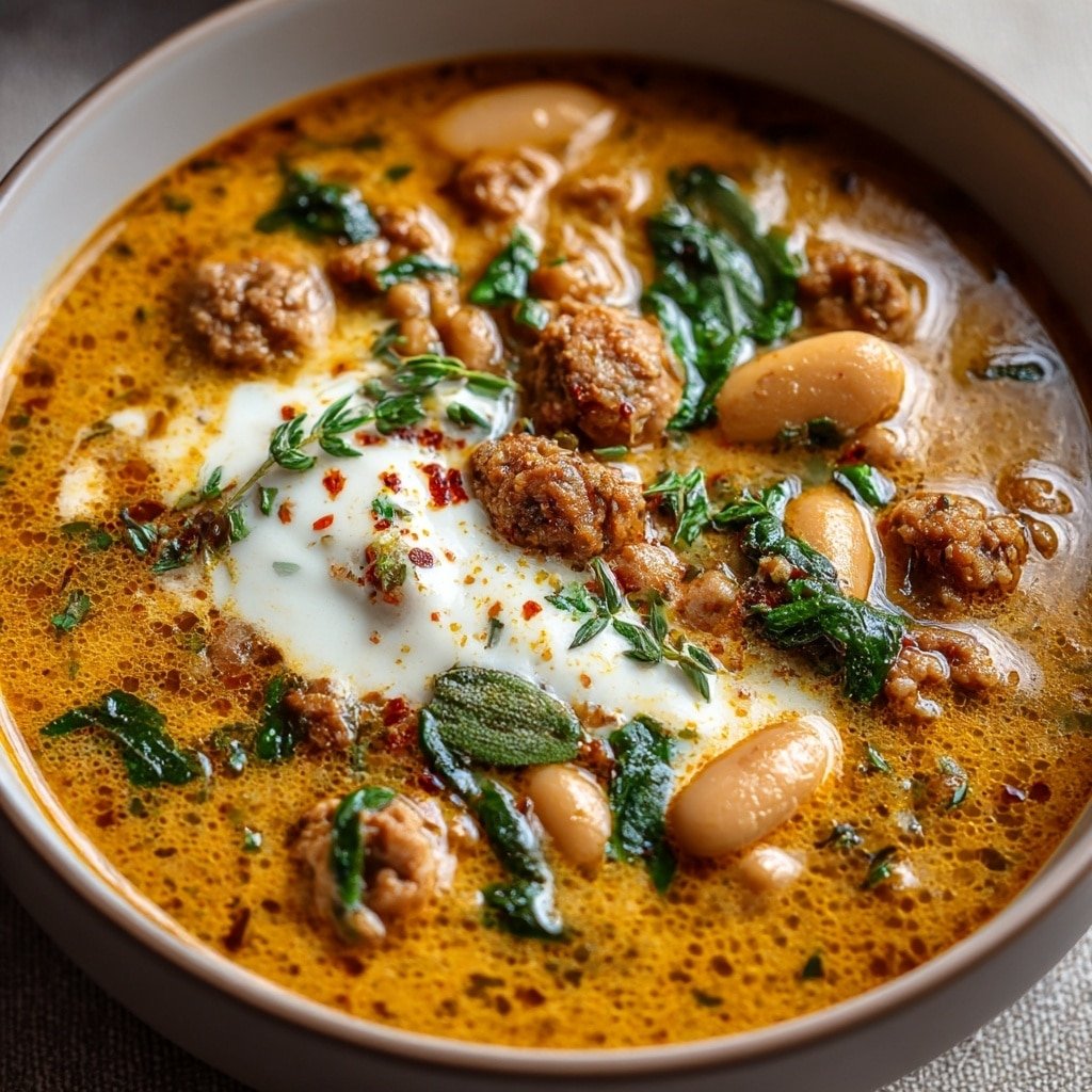 Spicy Italian Sausage Bean Soup Recipe - Recipe Image