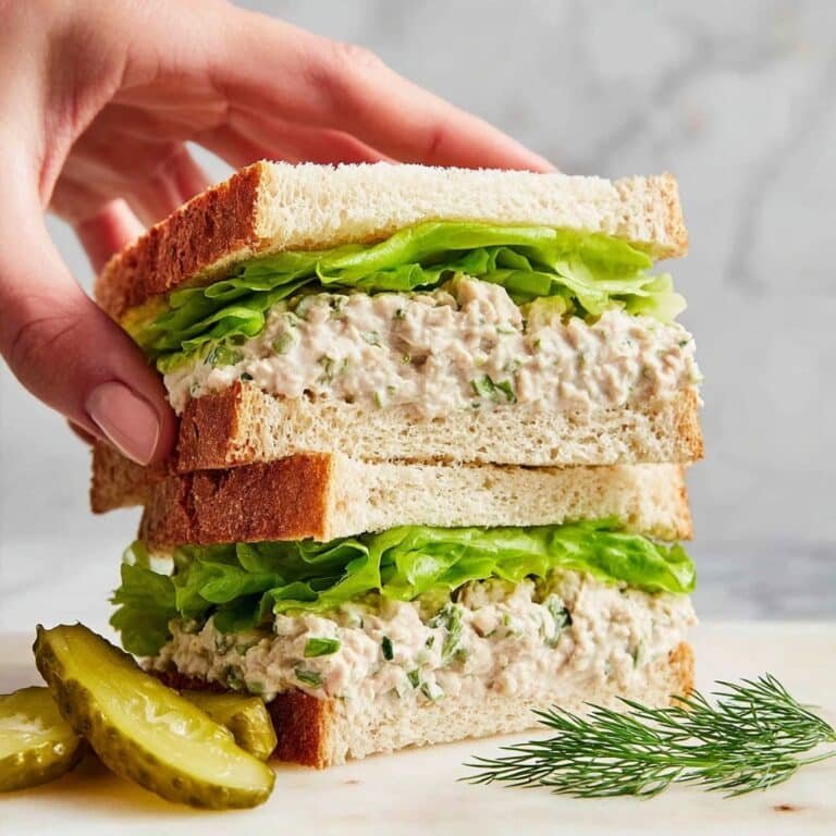 Classic Tuna Sandwich with Dill Pickles and Fresh Herbs Recipe