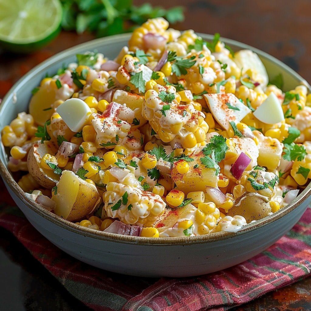Mexican Corn Potato Salad with Cotija, Lime, and Hot Sauce Recipe - Recipe Image
