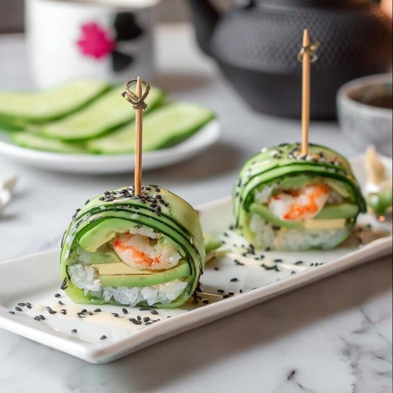 Avocado Cucumber Roll with Shrimp and Wasabi Aioli Recipe