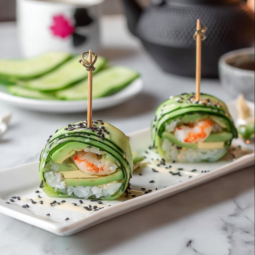 Avocado Cucumber Roll with Shrimp and Wasabi Aioli Recipe