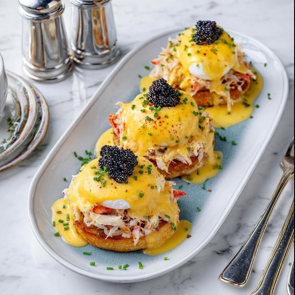 Crab Eggs Benedict with Caviar Recipe - Recipe Image