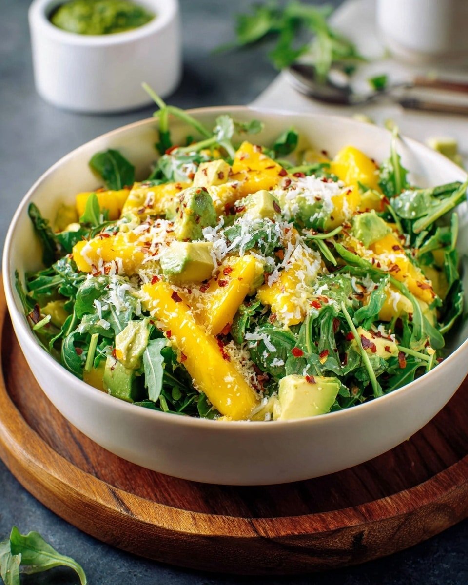 Salade de Roquette, Avocat et Mangue aux Noix Grillées et Feta Recipe - Recipe Image